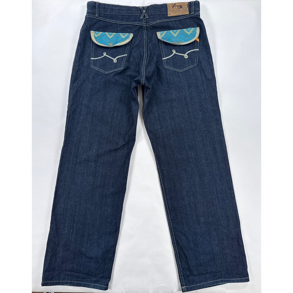 Vintage LRG Lifted Research Group Jeans Men 38 Dark Wash Embroidered Pockets Y2K